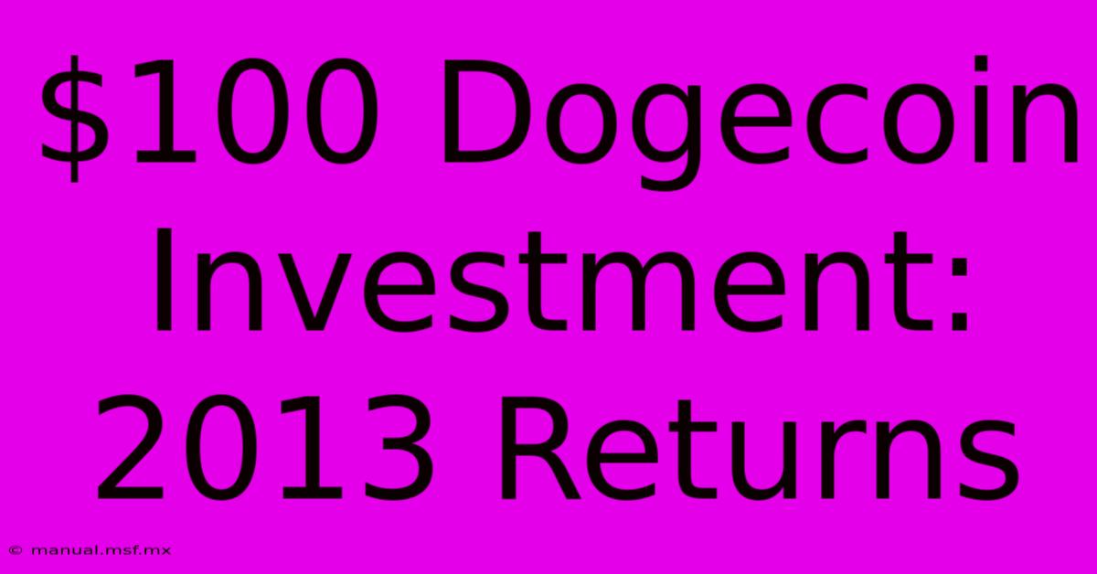 $100 Dogecoin Investment: 2013 Returns