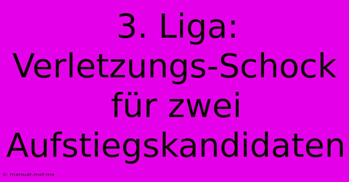 3. Liga: Verletzungs-Schock Für Zwei Aufstiegskandidaten