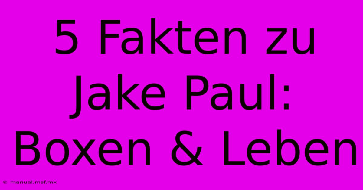 5 Fakten Zu Jake Paul: Boxen & Leben 