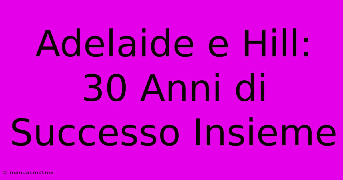 Adelaide E Hill: 30 Anni Di Successo Insieme 