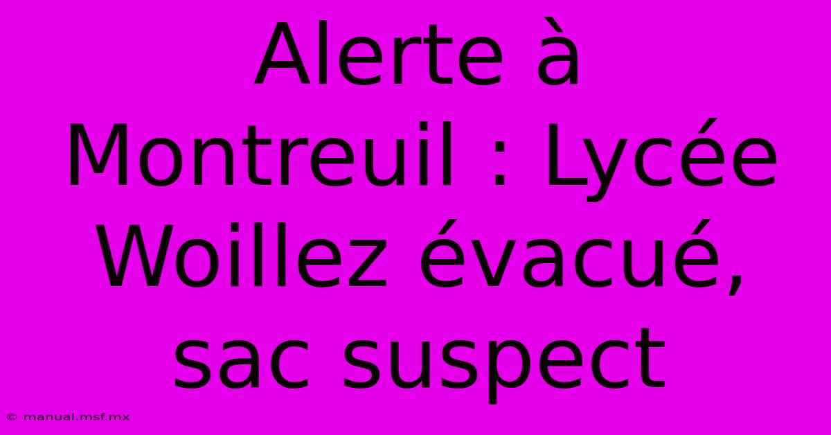 Alerte À Montreuil : Lycée Woillez Évacué, Sac Suspect