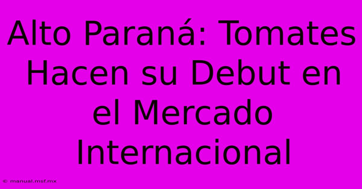 Alto Paraná: Tomates Hacen Su Debut En El Mercado Internacional 