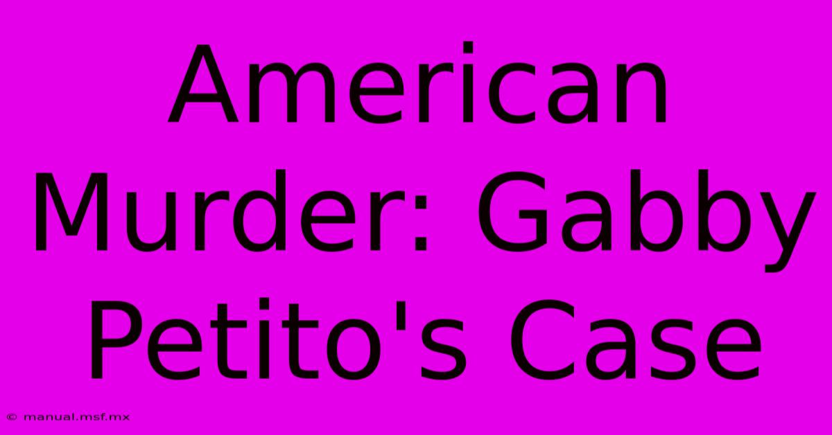 American Murder: Gabby Petito's Case