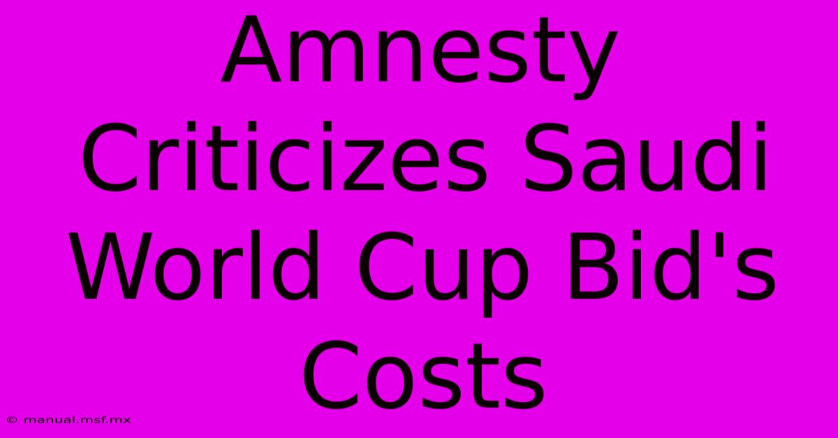 Amnesty Criticizes Saudi World Cup Bid's Costs