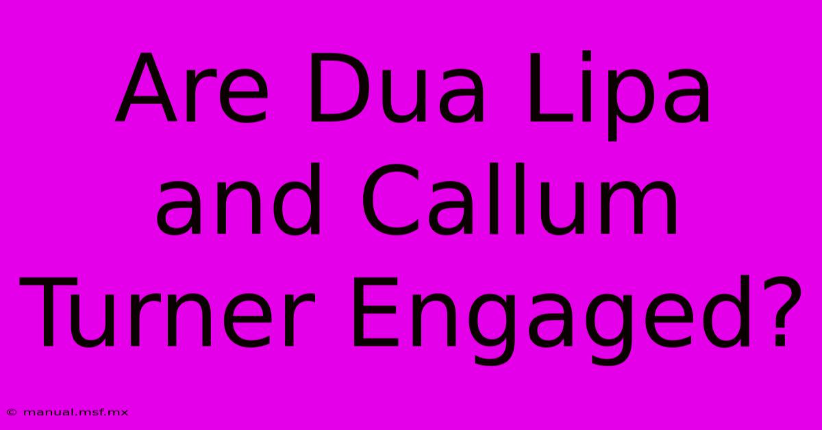 Are Dua Lipa And Callum Turner Engaged?