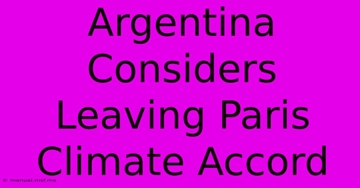 Argentina Considers Leaving Paris Climate Accord