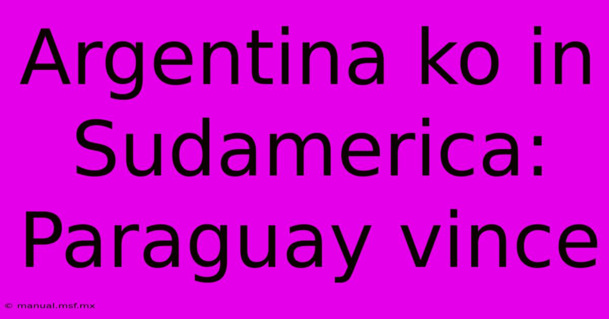 Argentina Ko In Sudamerica: Paraguay Vince