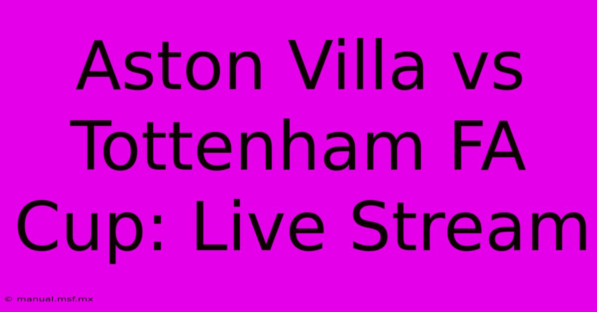 Aston Villa Vs Tottenham FA Cup: Live Stream