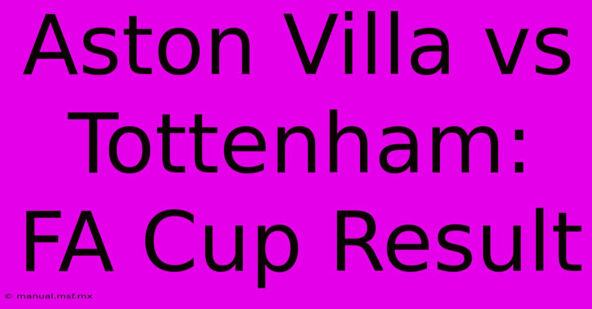 Aston Villa Vs Tottenham: FA Cup Result