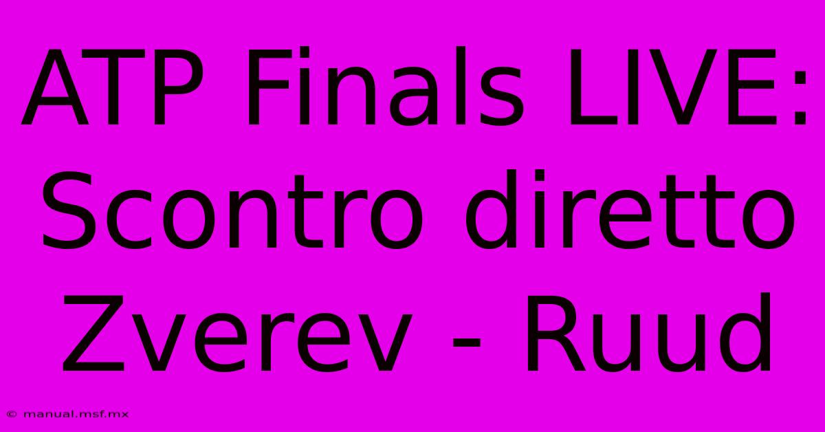 ATP Finals LIVE: Scontro Diretto Zverev - Ruud