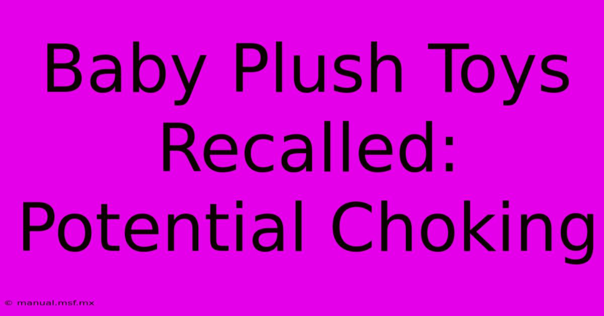 Baby Plush Toys Recalled: Potential Choking