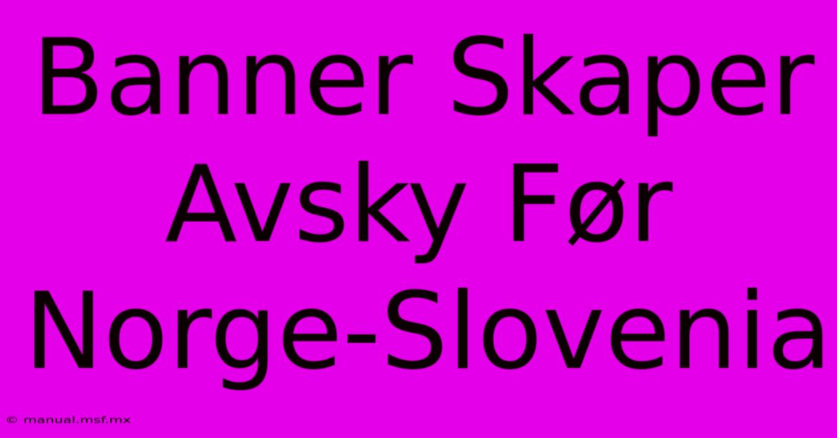 Banner Skaper Avsky Før Norge-Slovenia