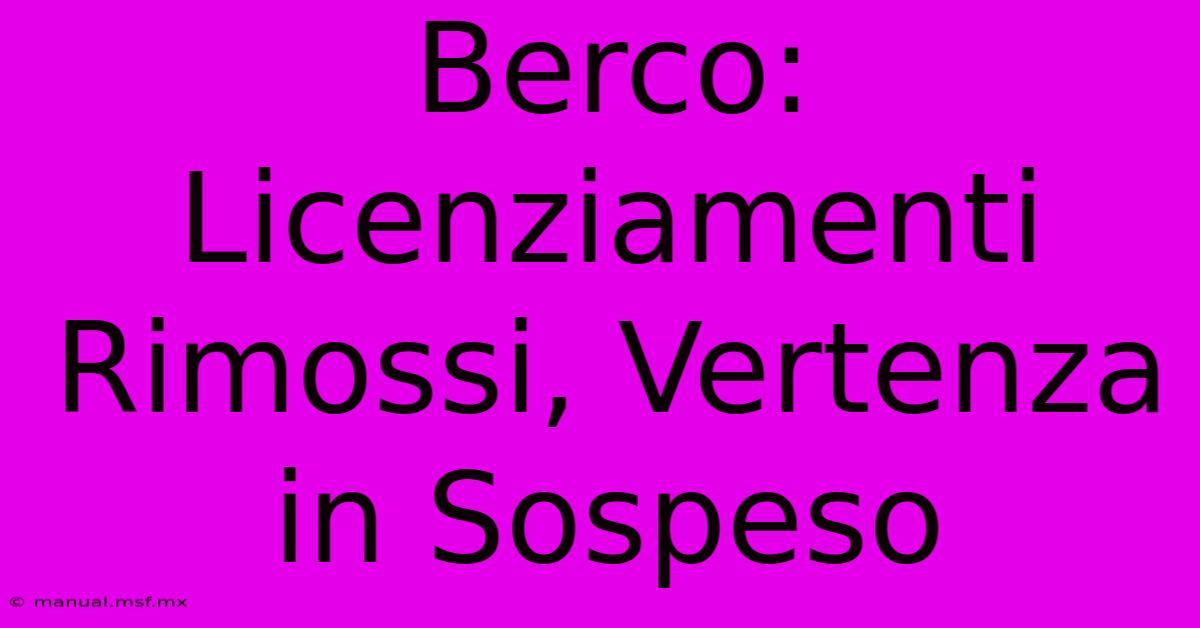 Berco: Licenziamenti Rimossi, Vertenza In Sospeso 