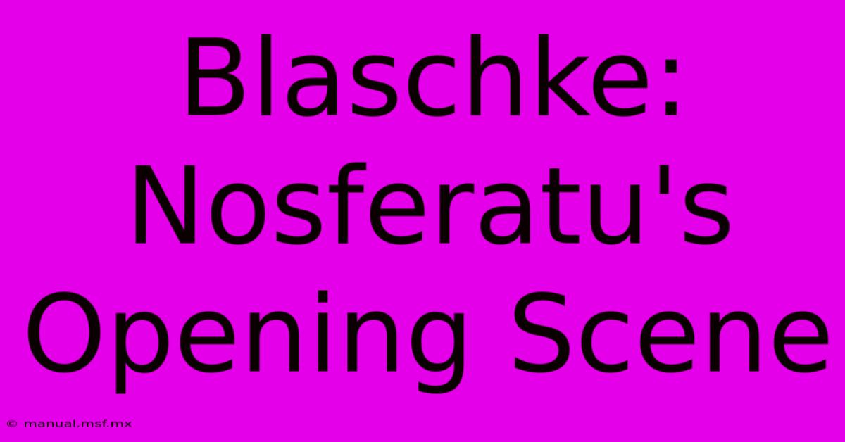 Blaschke: Nosferatu's Opening Scene