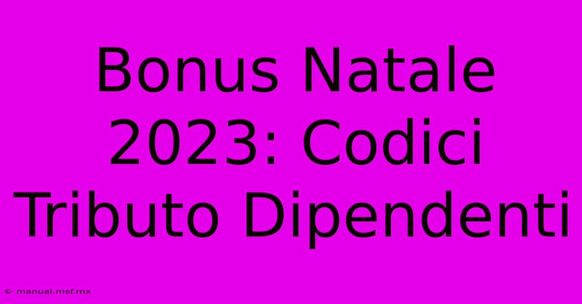 Bonus Natale 2023: Codici Tributo Dipendenti