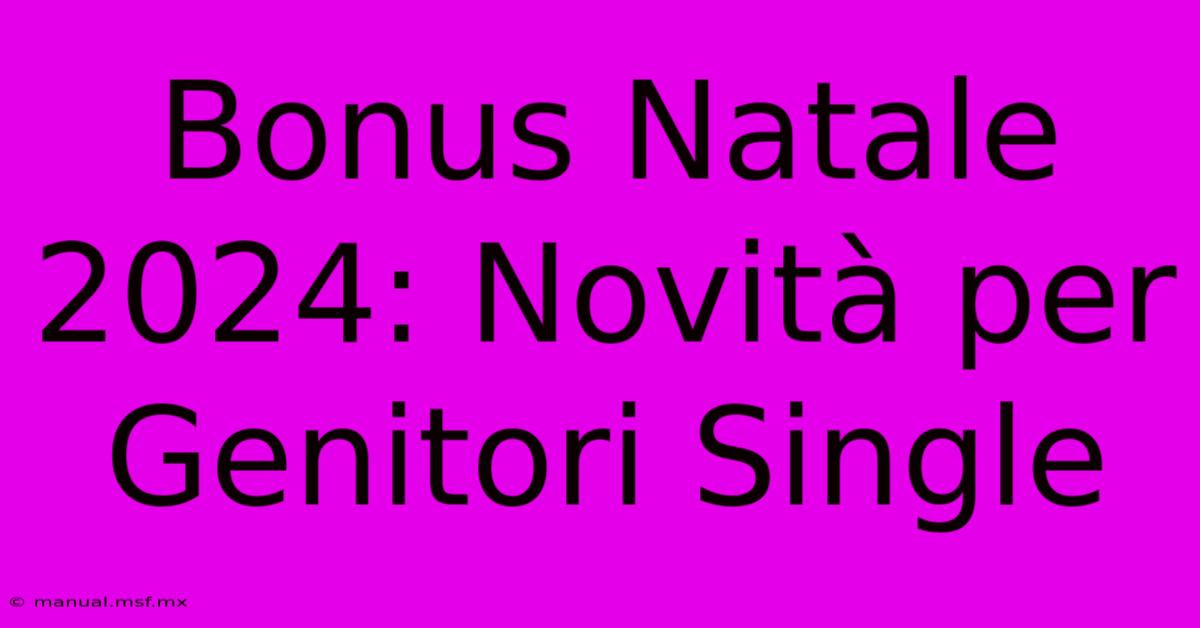 Bonus Natale 2024: Novità Per Genitori Single