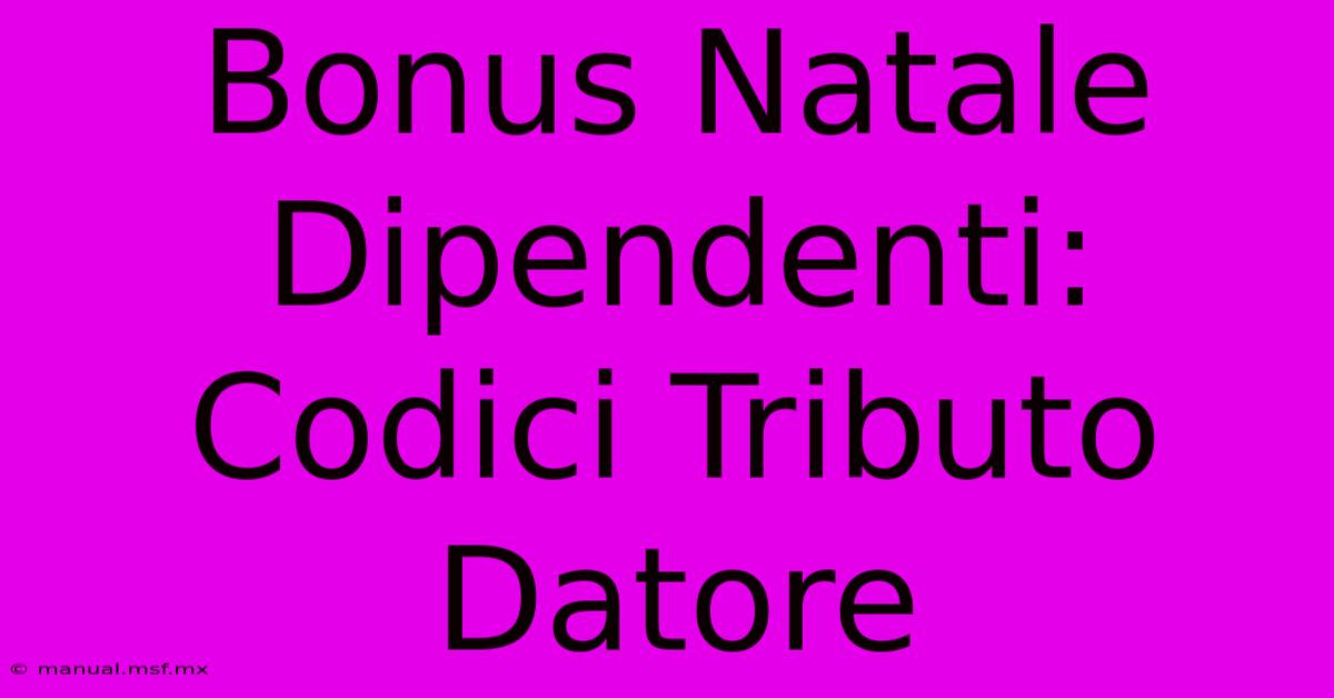 Bonus Natale Dipendenti: Codici Tributo Datore