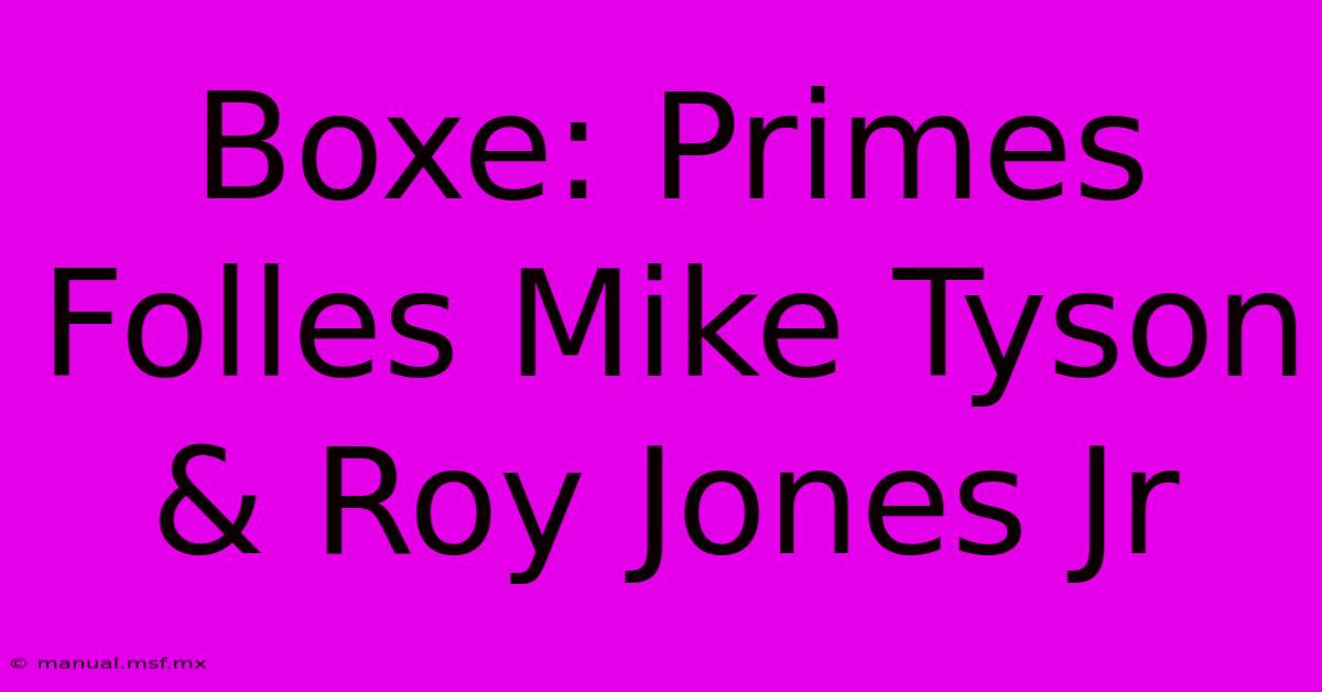 Boxe: Primes Folles Mike Tyson & Roy Jones Jr