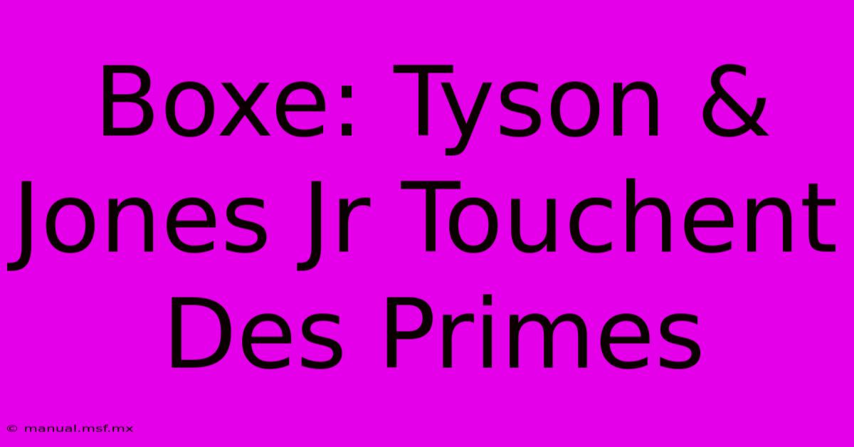 Boxe: Tyson & Jones Jr Touchent Des Primes