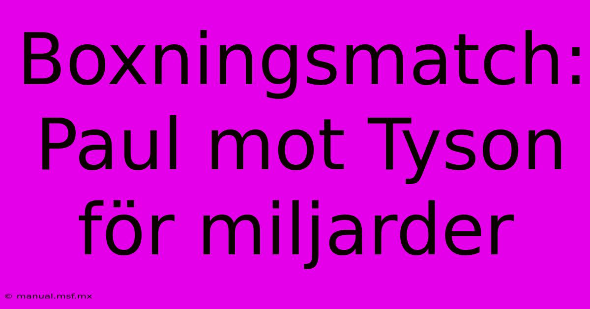 Boxningsmatch: Paul Mot Tyson För Miljarder