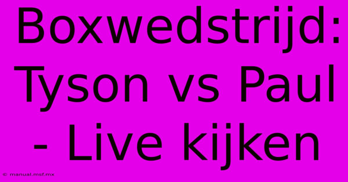 Boxwedstrijd: Tyson Vs Paul - Live Kijken 