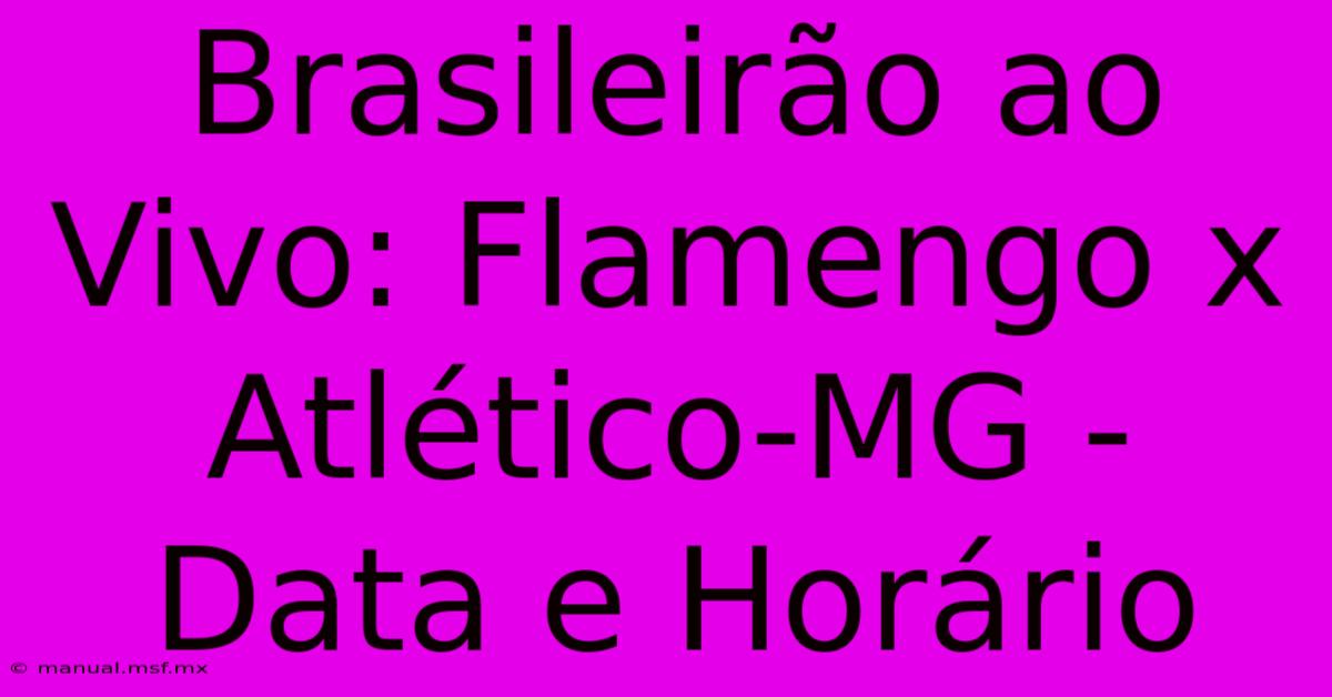 Brasileirão Ao Vivo: Flamengo X Atlético-MG - Data E Horário 