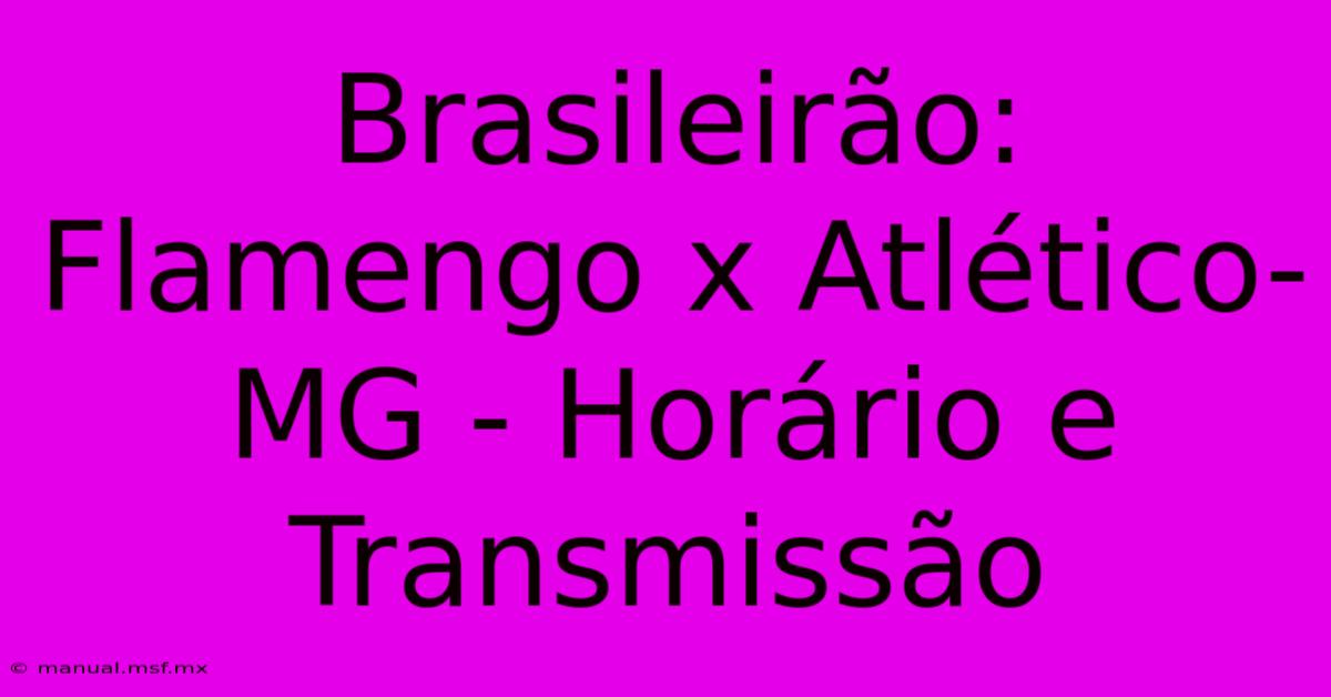 Brasileirão: Flamengo X Atlético-MG - Horário E Transmissão