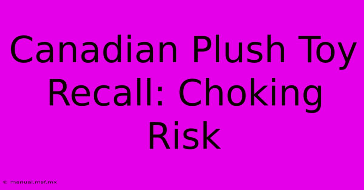 Canadian Plush Toy Recall: Choking Risk