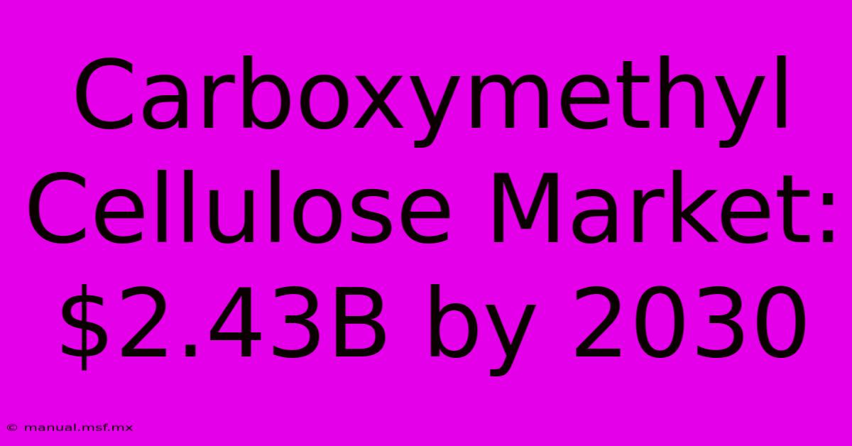 Carboxymethyl Cellulose Market: $2.43B By 2030