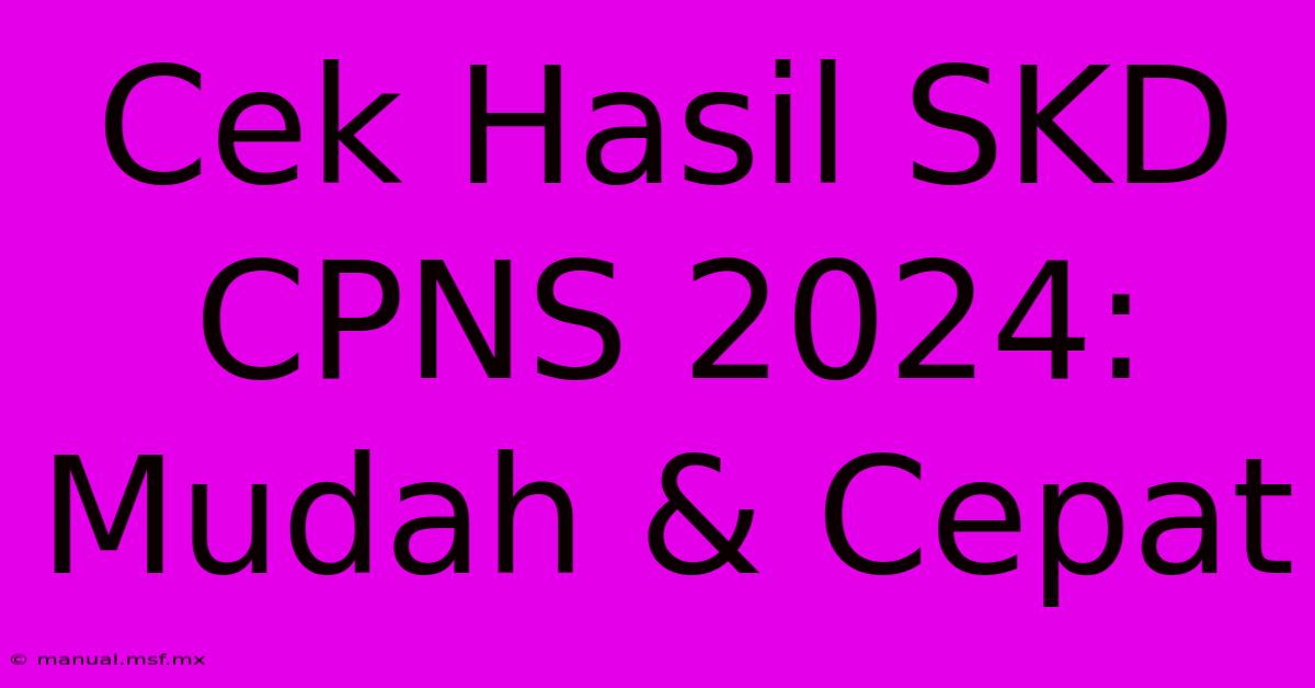 Cek Hasil SKD CPNS 2024: Mudah & Cepat