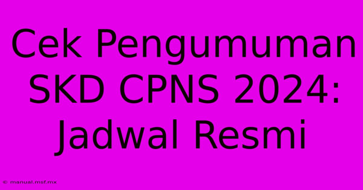 Cek Pengumuman SKD CPNS 2024: Jadwal Resmi