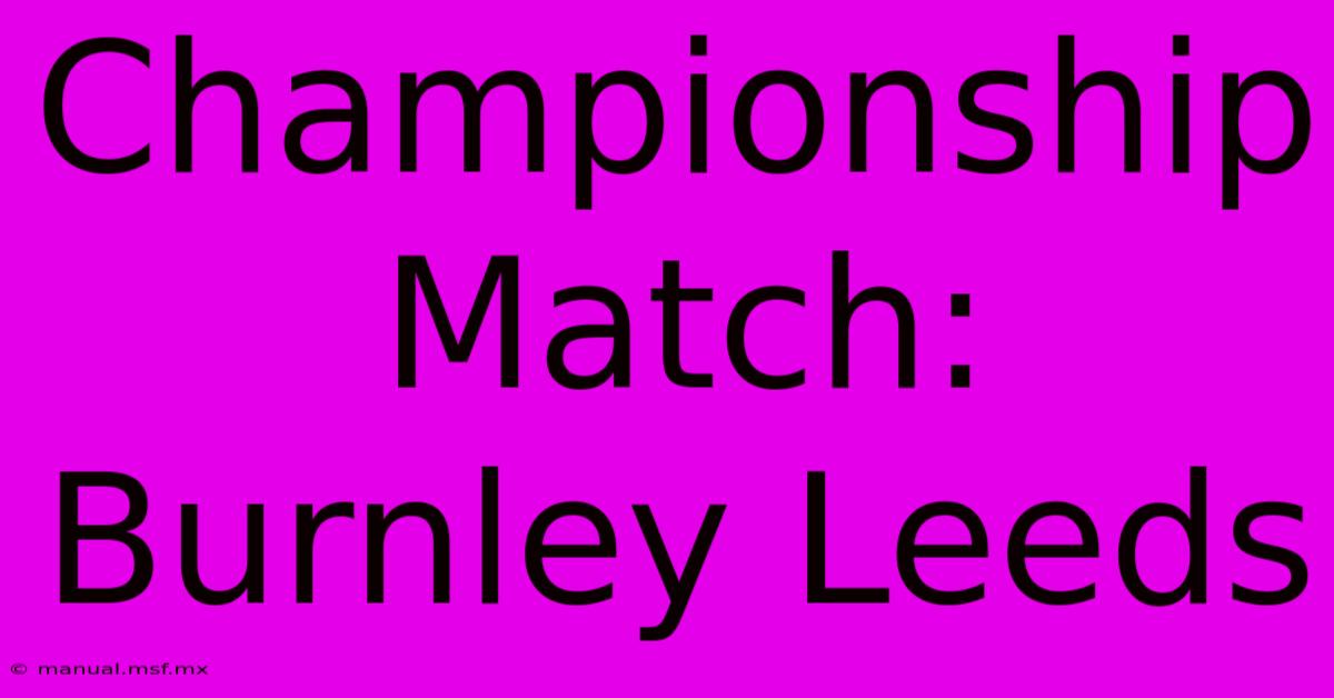 Championship Match: Burnley Leeds