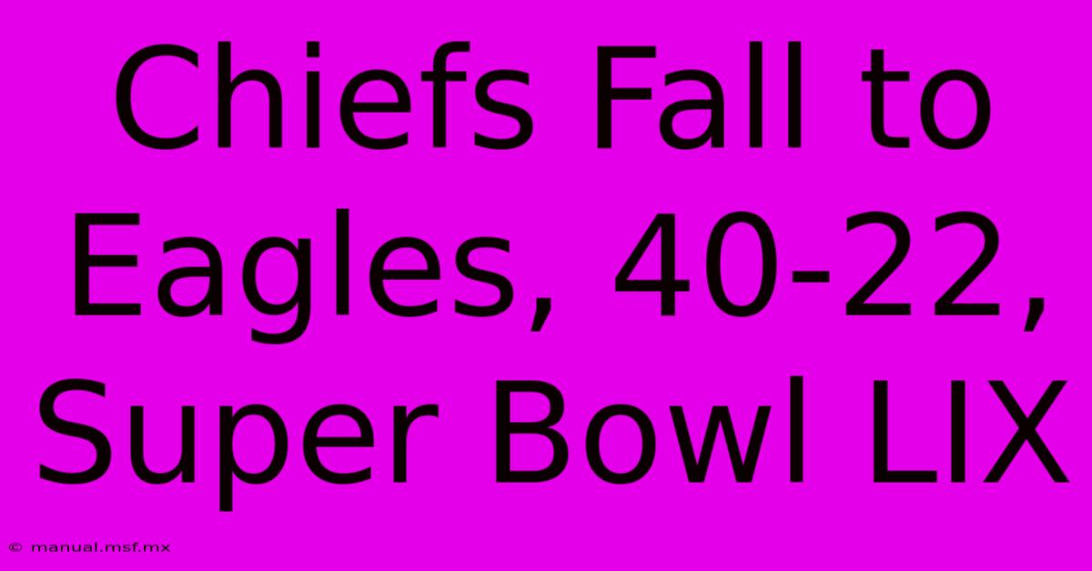 Chiefs Fall To Eagles, 40-22, Super Bowl LIX