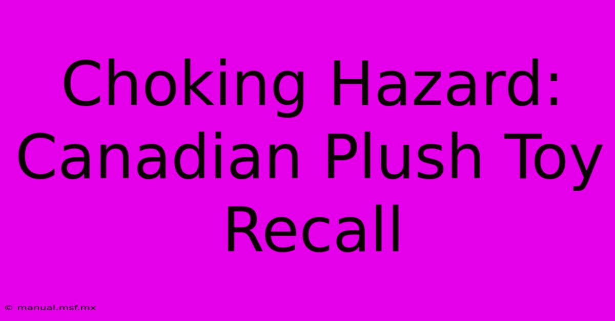 Choking Hazard: Canadian Plush Toy Recall