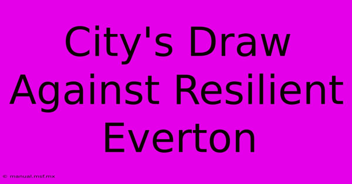 City's Draw Against Resilient Everton