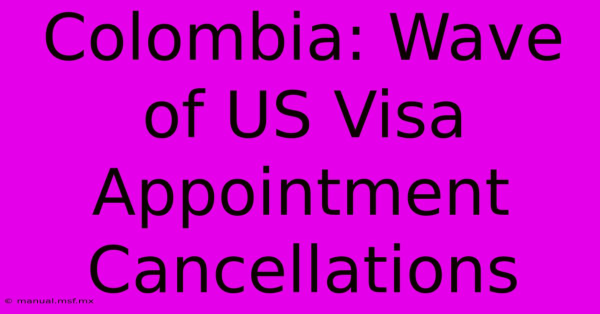 Colombia: Wave Of US Visa Appointment Cancellations