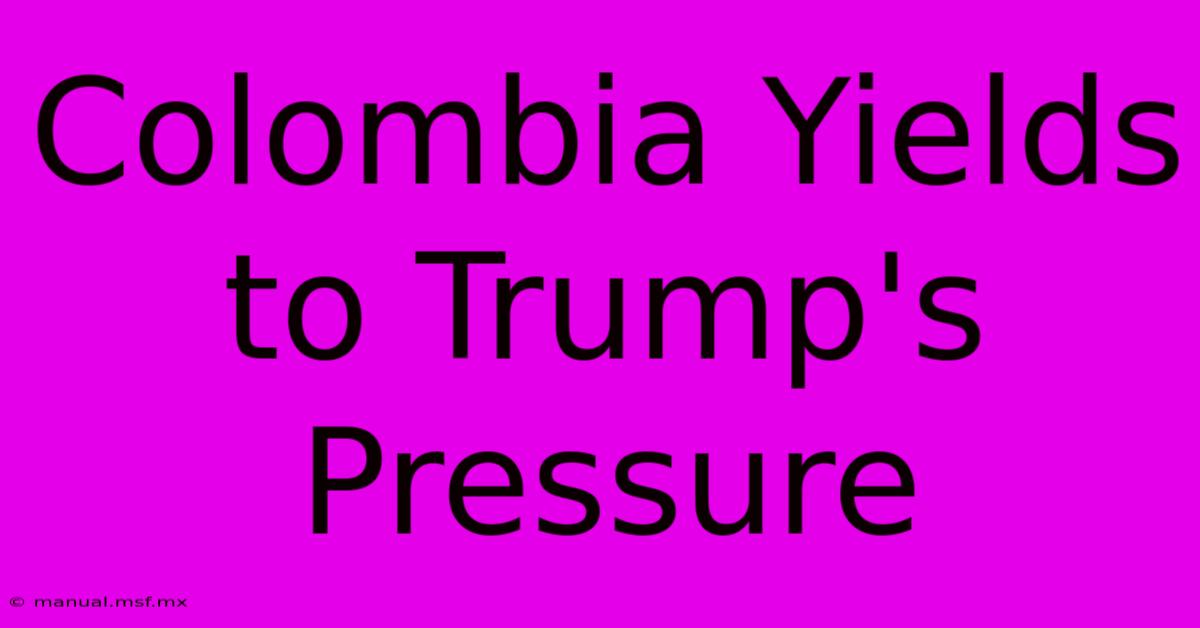 Colombia Yields To Trump's Pressure