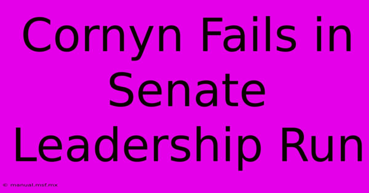 Cornyn Fails In Senate Leadership Run