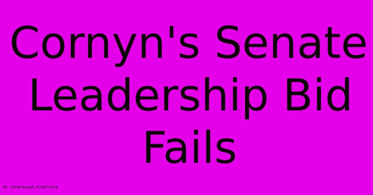 Cornyn's Senate Leadership Bid Fails