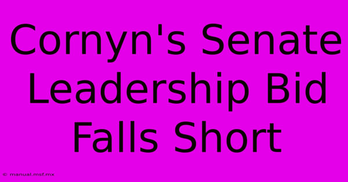 Cornyn's Senate Leadership Bid Falls Short