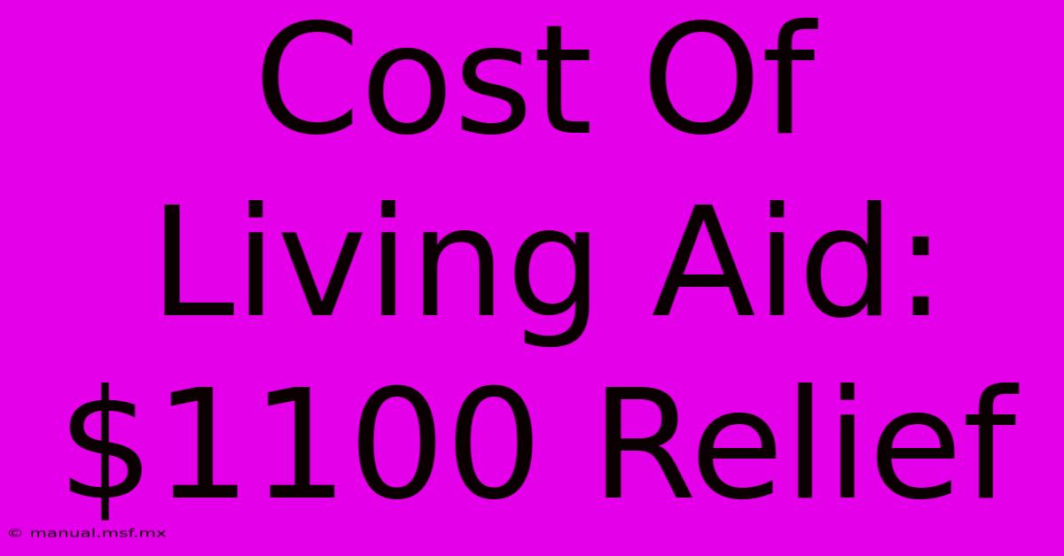 Cost Of Living Aid: $1100 Relief