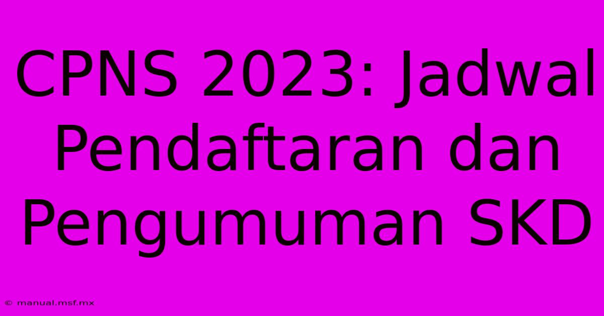 CPNS 2023: Jadwal Pendaftaran Dan Pengumuman SKD