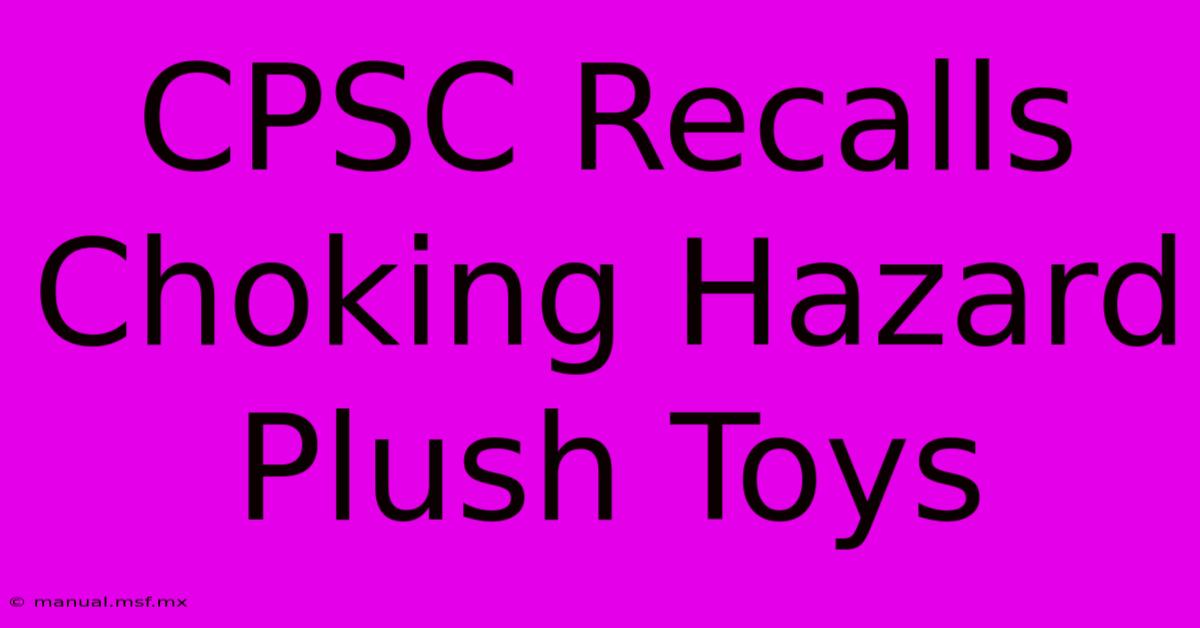 CPSC Recalls Choking Hazard Plush Toys