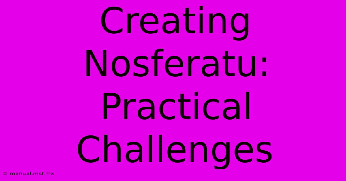 Creating Nosferatu:  Practical Challenges