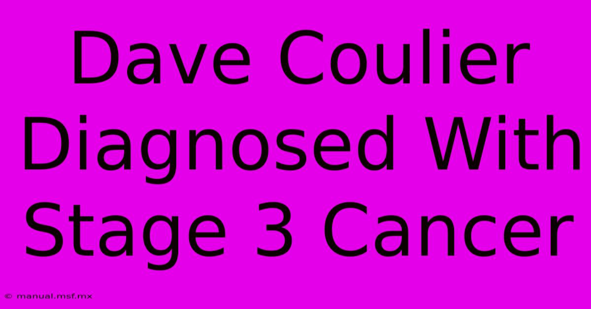 Dave Coulier Diagnosed With Stage 3 Cancer