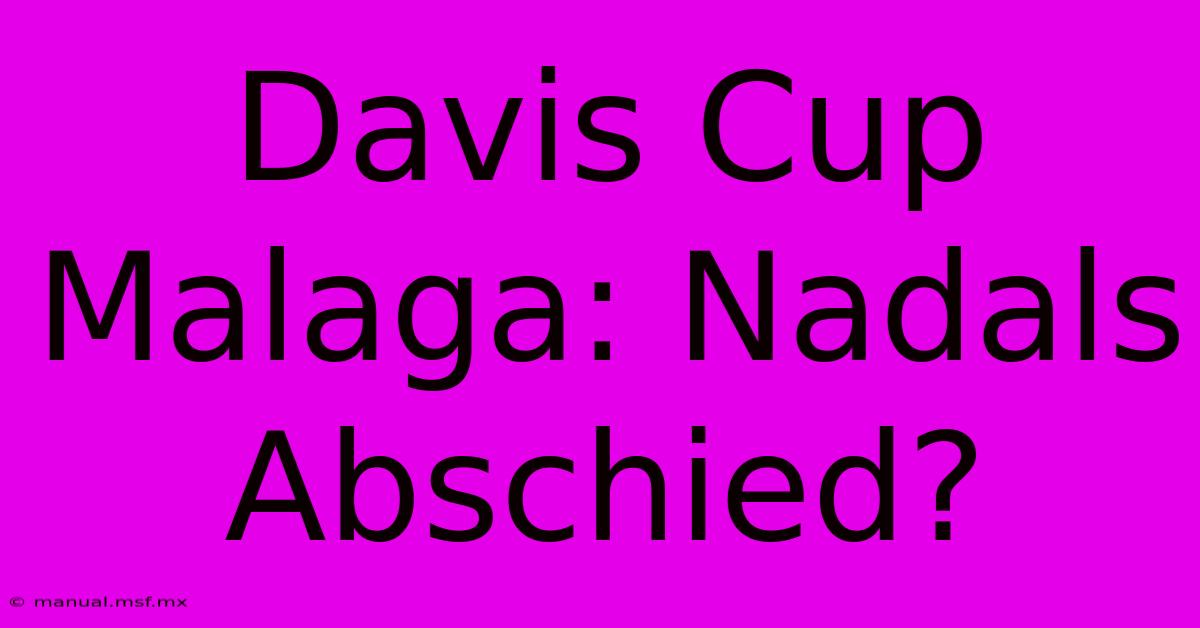 Davis Cup Malaga: Nadals Abschied?