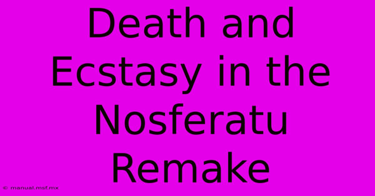 Death And Ecstasy In The Nosferatu Remake