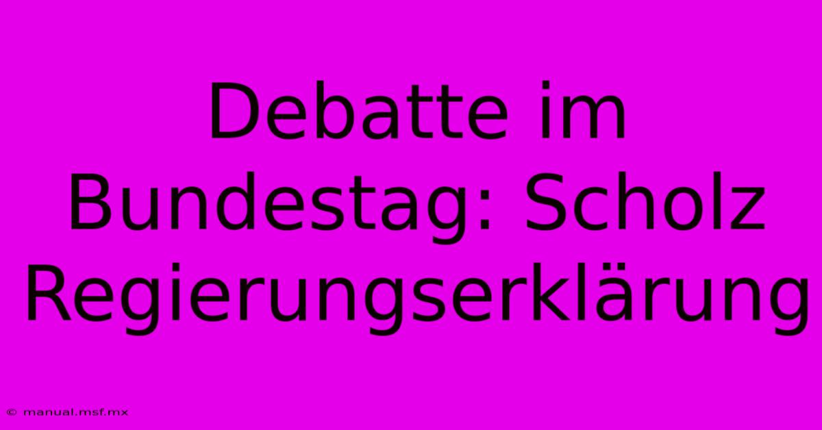 Debatte Im Bundestag: Scholz Regierungserklärung