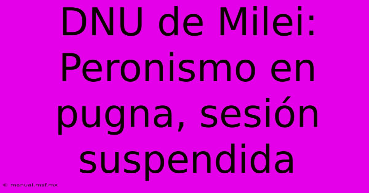 DNU De Milei: Peronismo En Pugna, Sesión Suspendida