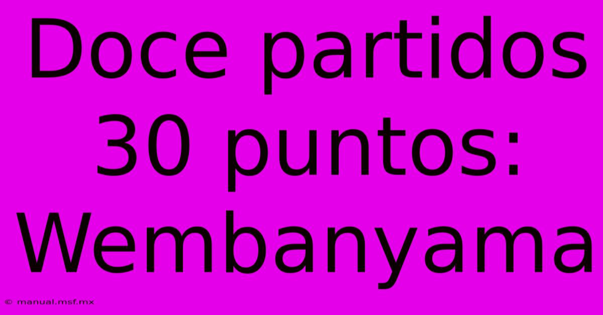 Doce Partidos 30 Puntos: Wembanyama